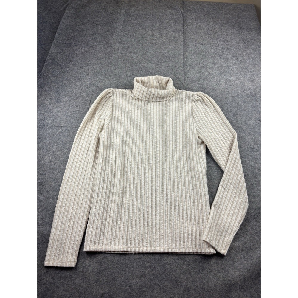 Dylan‎ Women's S Turtleneck Ribbed Sweater Rucked With Shoulder Preppy Old Money